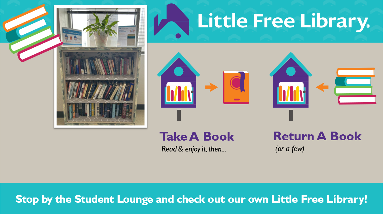 a little free library in the student lounge